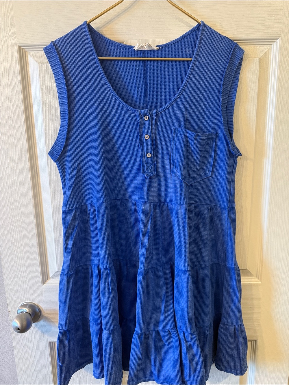 Peach Love California Royal Blue Tiered Knit Tank